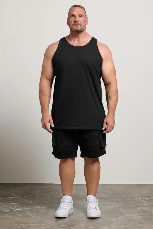 BadRhino 5 Pack Black Extra Long Plain Vest Tops - 3XL Image 2