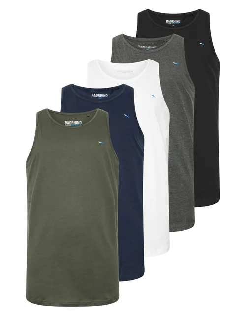 BadRhino Black & White 5 Pack Vest Tops - 4XL Image 1