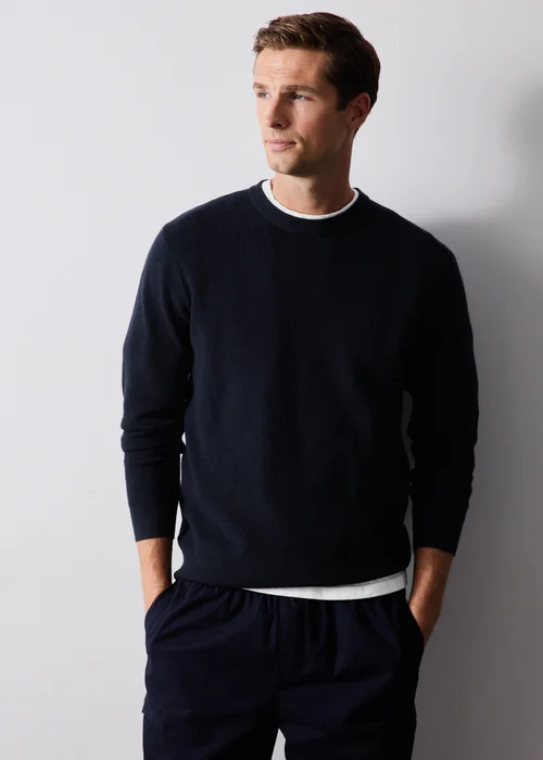 2 Pack Navy/Stone Crew Neck Jumper - S Image 2