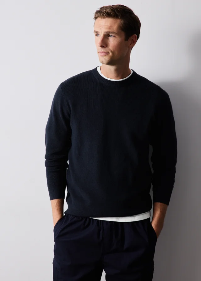 2 Pack Navy/Stone Crew Neck Jumper