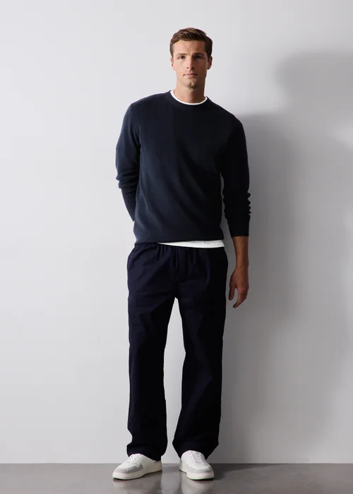 2 Pack Navy/Stone Crew Neck Jumper - S Image 5