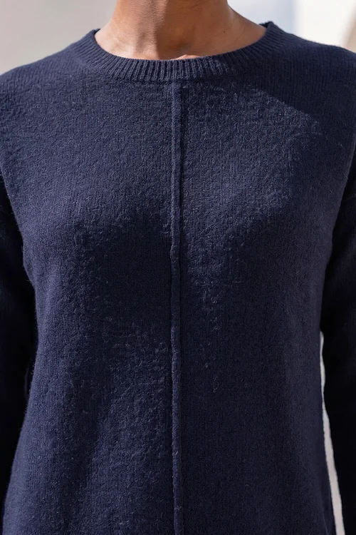 Roman Navy Petite Knitted Pintuck Shift Dress - 10 Image 4