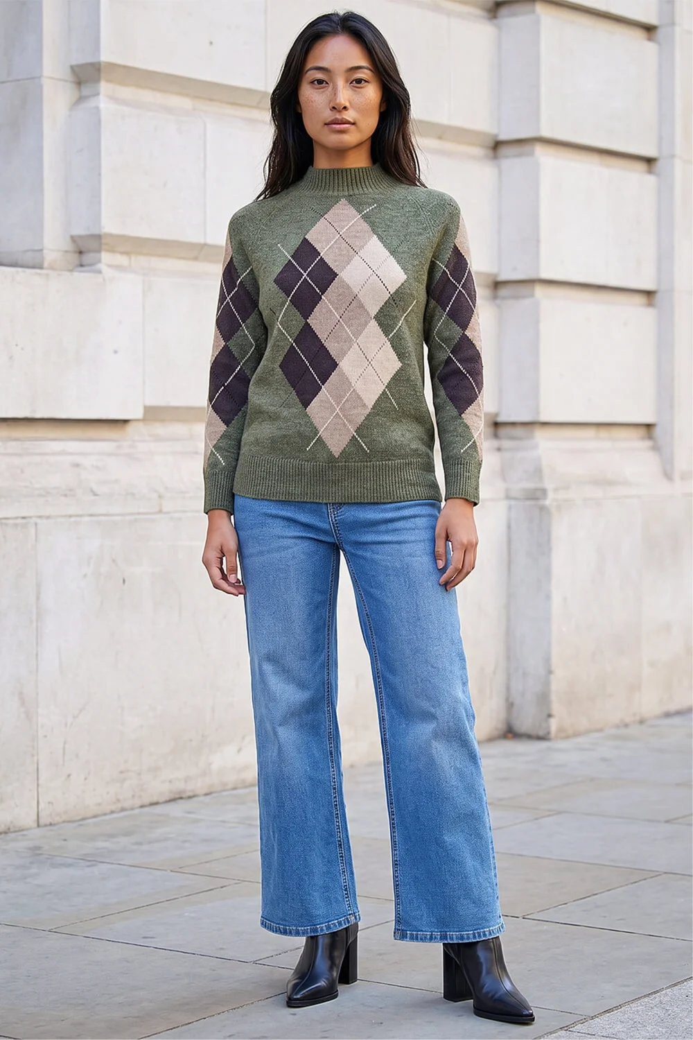 Roman Khaki Petite Agryle Knit Jumper - 14 Image 2
