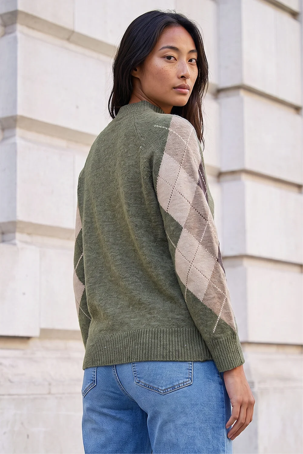 Roman Khaki Petite Agryle Knit Jumper - 14 Image 4