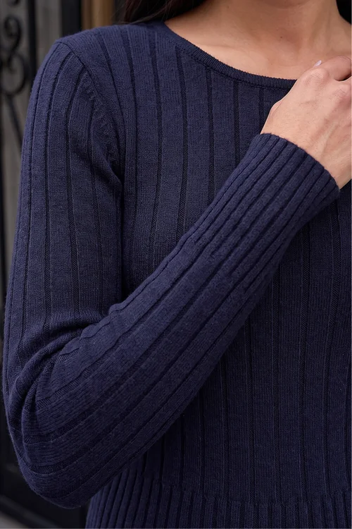 Roman Navy Soft Ribbed Knit Top - 12 Image 4