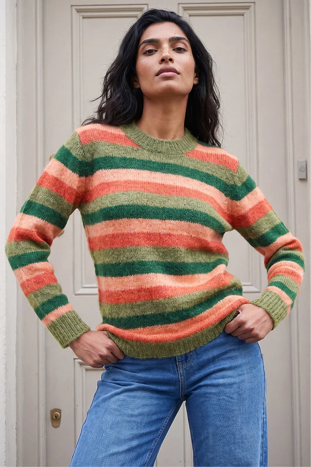 Roman Orange Stripe Soft Knit Jumper