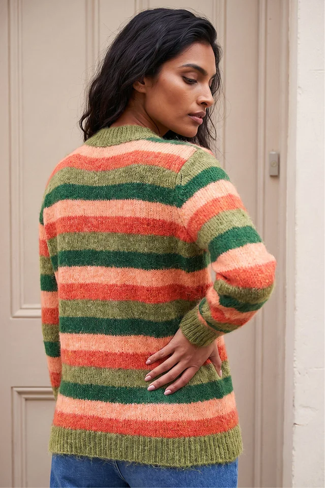 Roman Orange Stripe Soft Knit Jumper