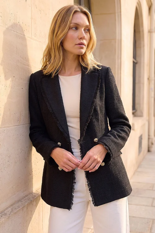 Roman Black Fray Mid Boucle Jacket - 14 Image 2