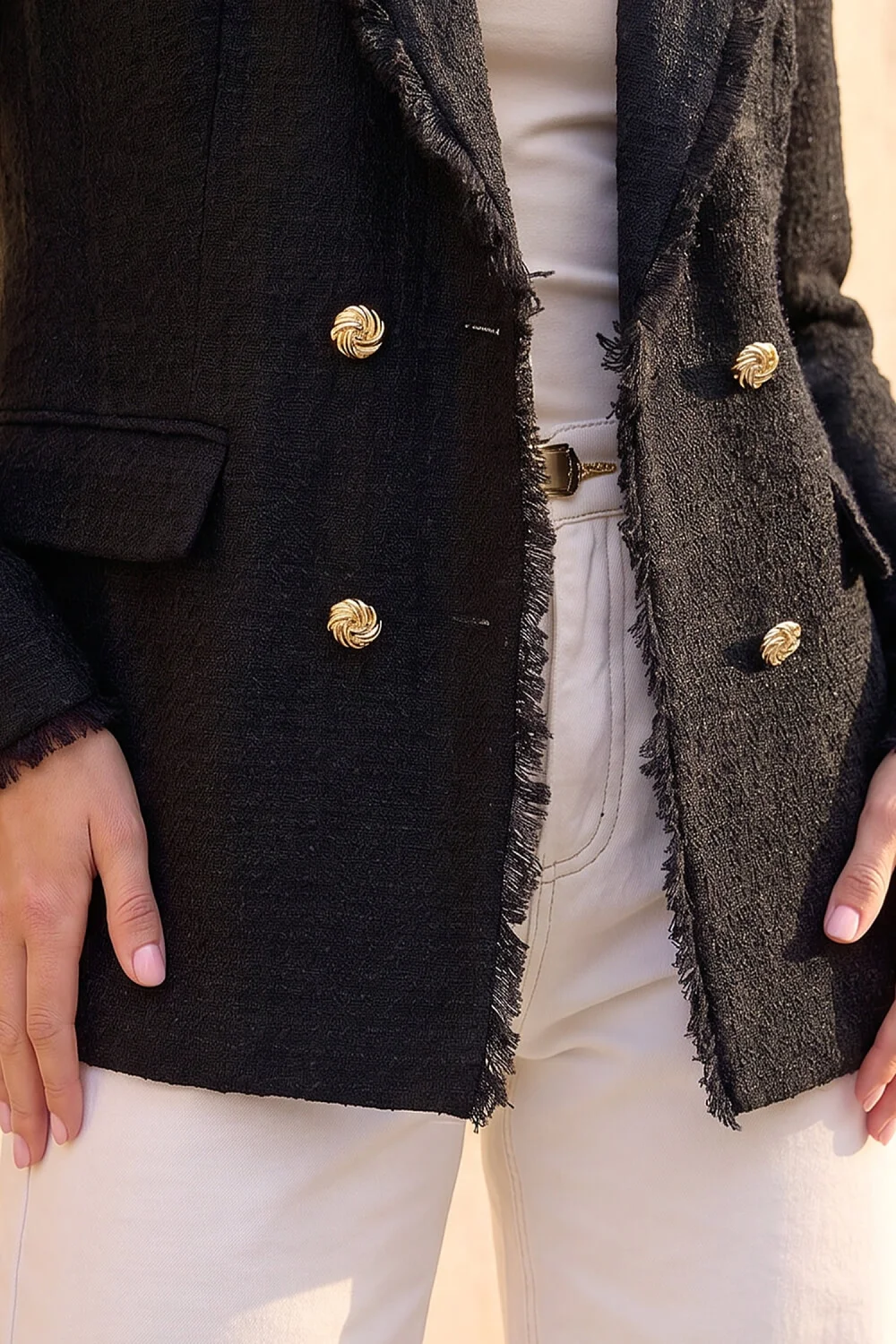 Roman Black Fray Mid Boucle Jacket - 14 Image 4