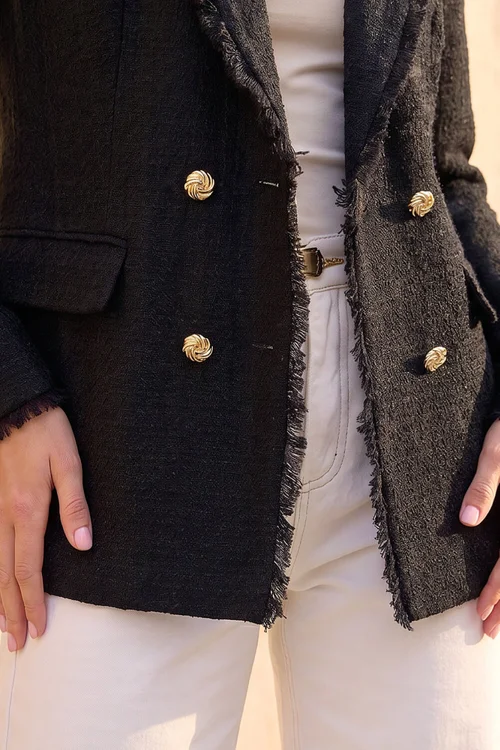 Roman Black Fray Mid Boucle Jacket - 14 Image 4
