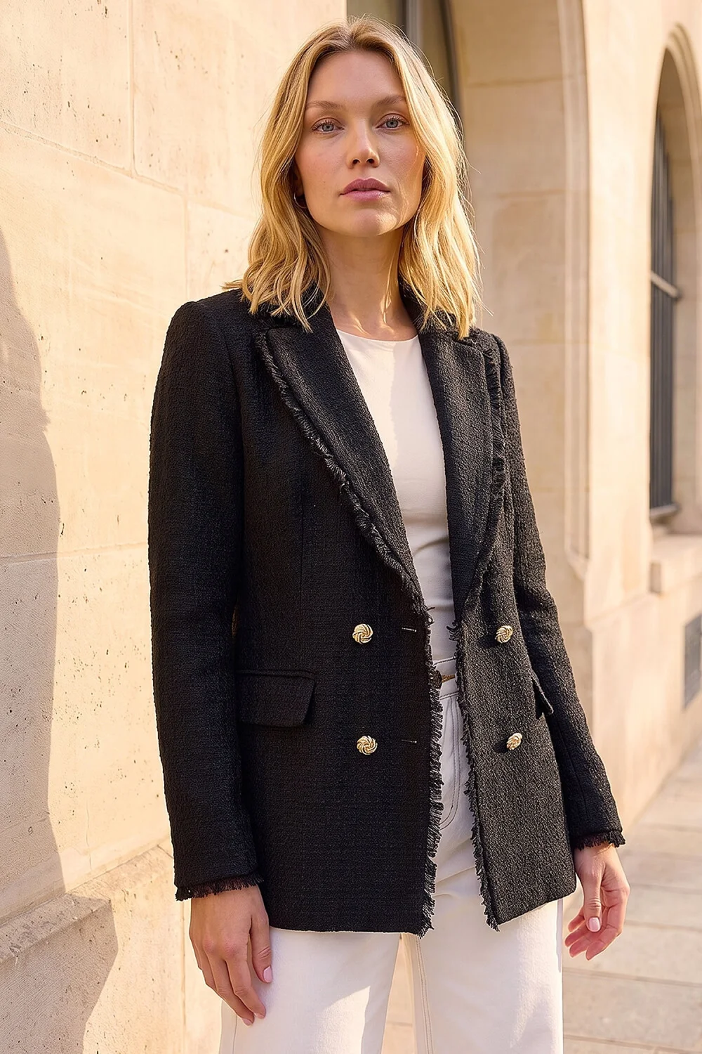 Roman Black Fray Mid Boucle Jacket - 14 Image 1