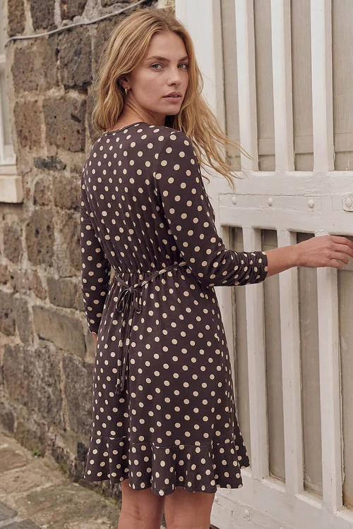Roman Chocolate Polka Dot Frill Dress - 14 Image 3