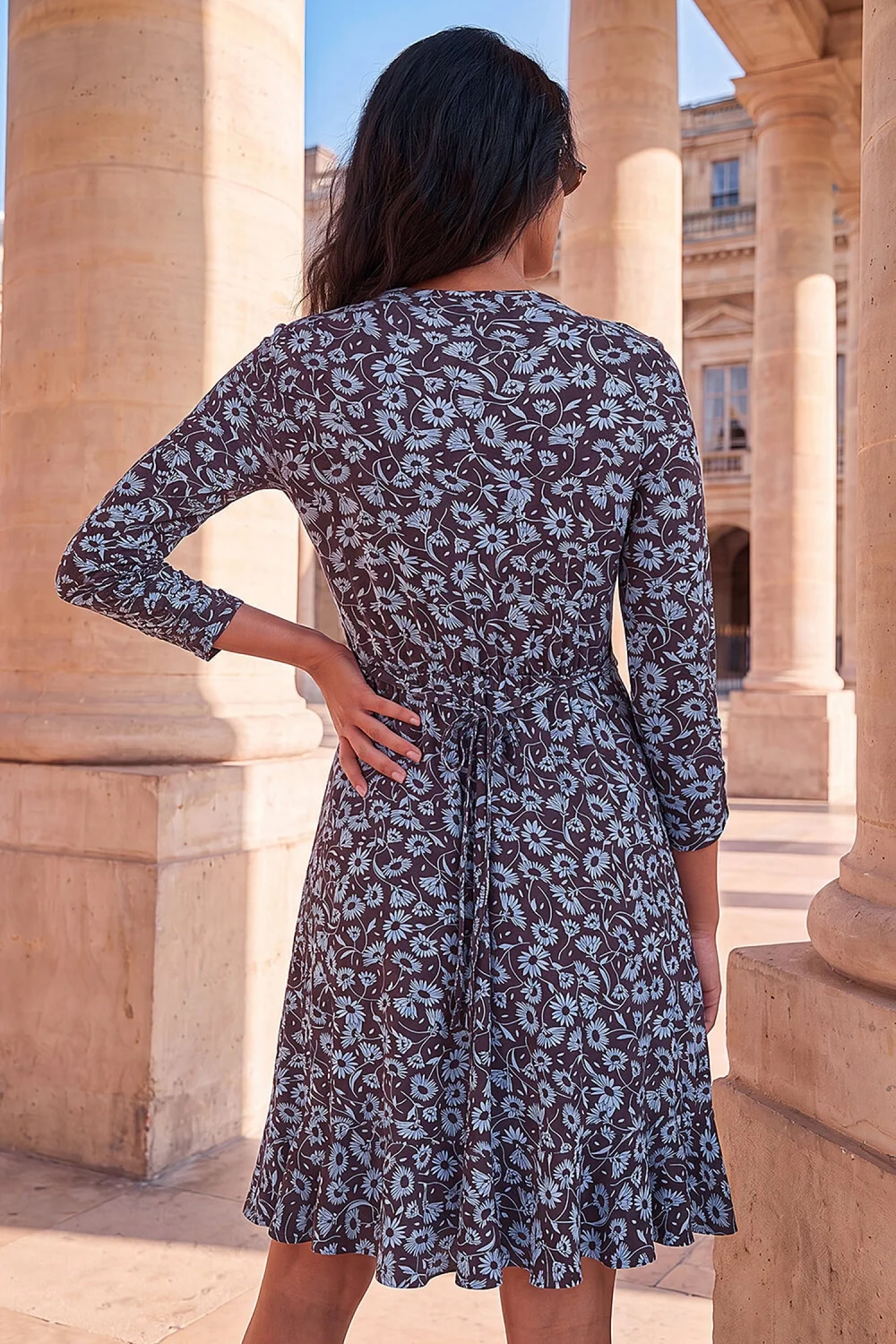 Roman Blue Floral Print Frill Dress - 12 Image 3