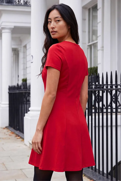 Roman Red Petite Ponte Dress - 16 Image 3