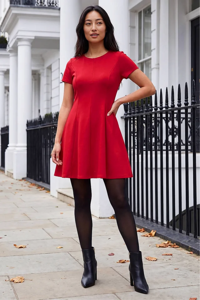 Roman Red Petite Ponte Dress