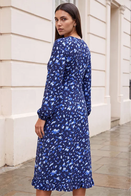 Roman Blue Abstract Keyhole Dress - 16 Image 3