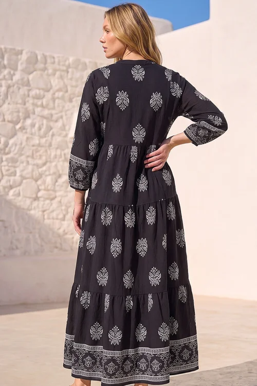 Roman Black Baroque Border Midi Dress - 20 Image 3