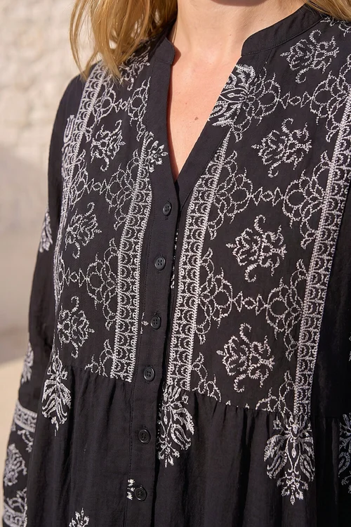 Roman Black Baroque Border Midi Dress - 20 Image 4
