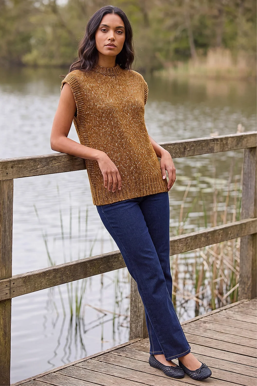 Roman Brown Speckled Knit Vest - 16 Image 3