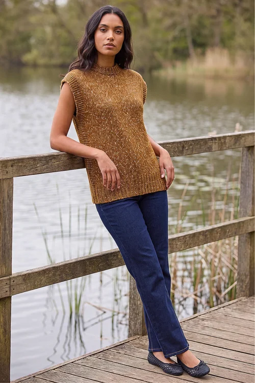 Roman Brown Speckled Knit Vest - 16 Image 3