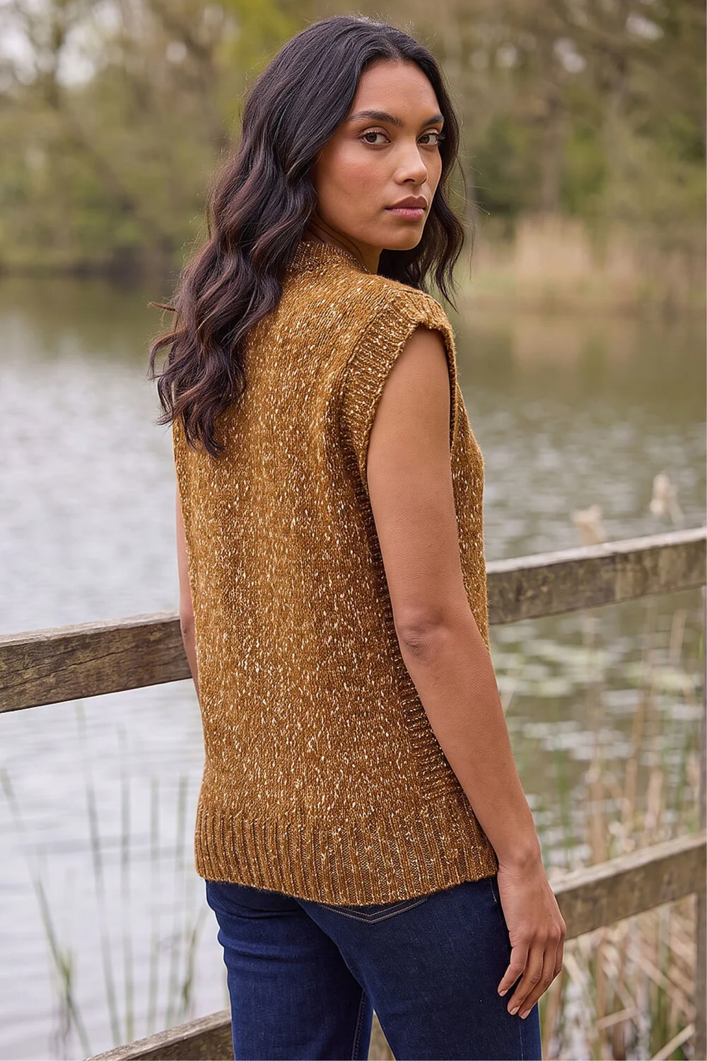 Roman Brown Speckled Knit Vest - 16 Image 2