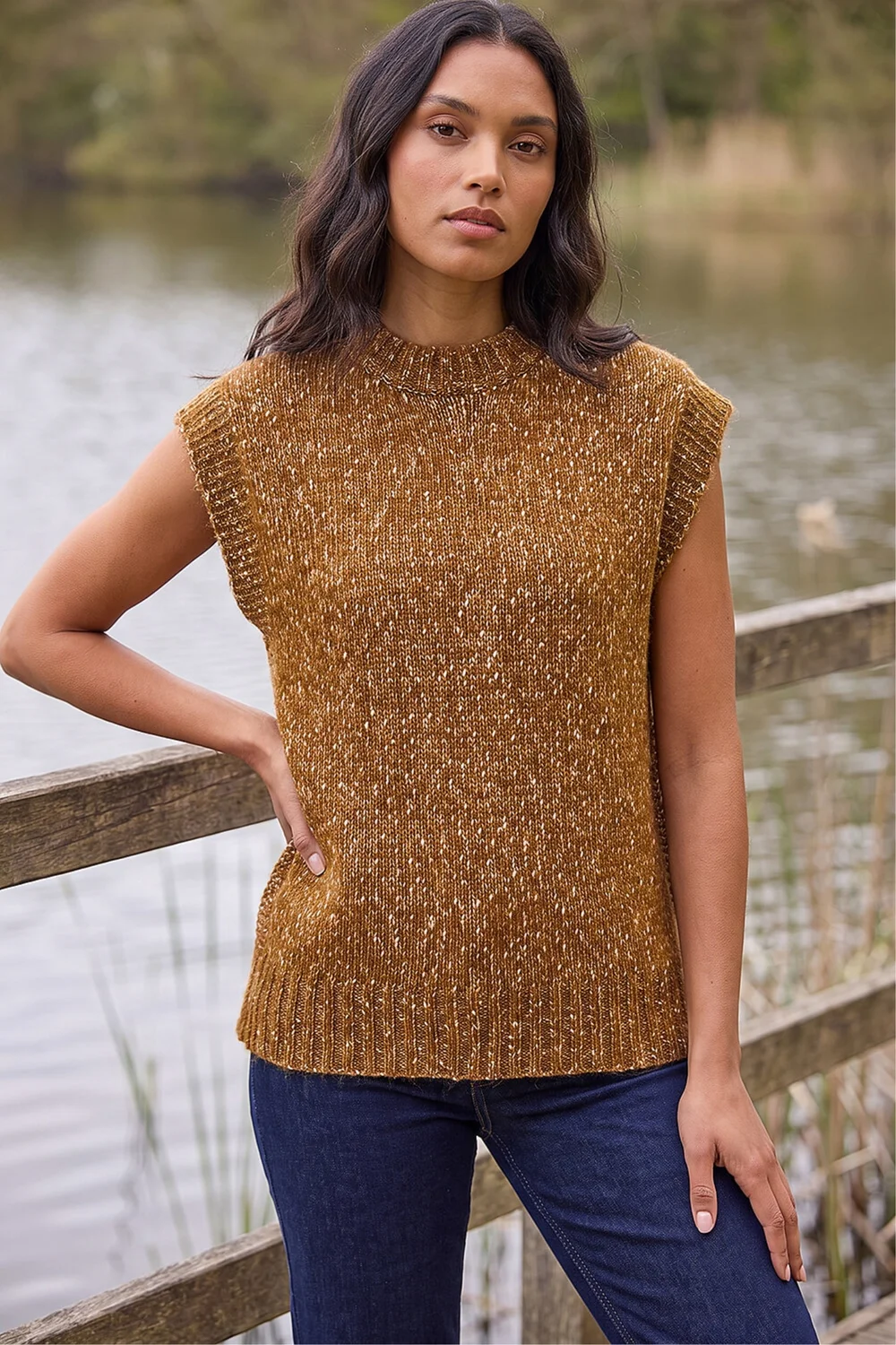 Roman Brown Speckled Knit Vest - 16 Image 1