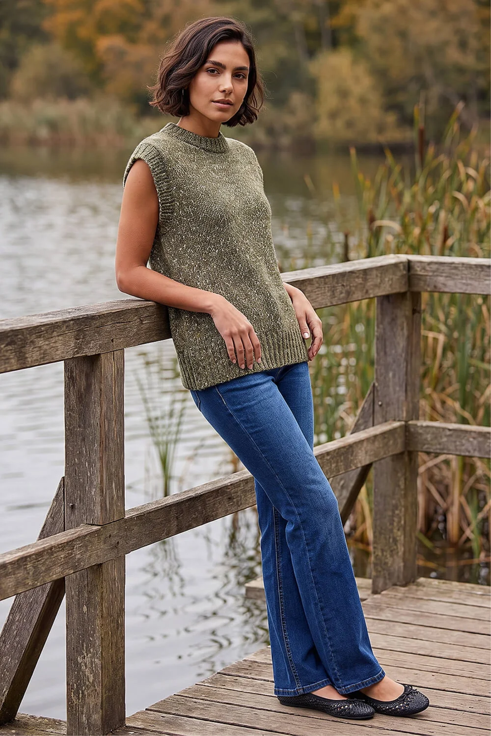 Roman Khaki Speckled Knit Vest - 12 Image 3