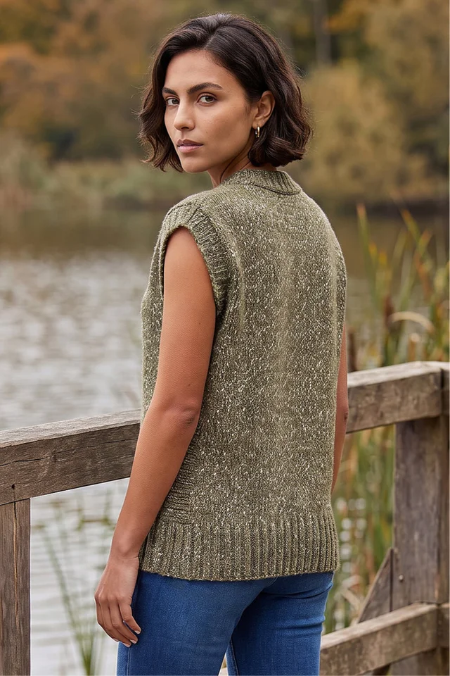Roman Khaki Speckled Knit Vest