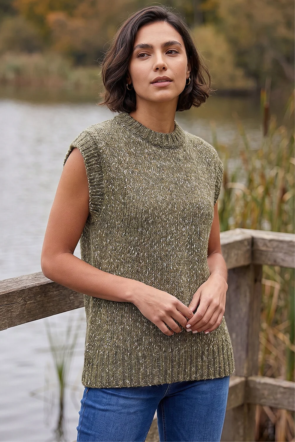 Roman Khaki Speckled Knit Vest - 12 Image 1