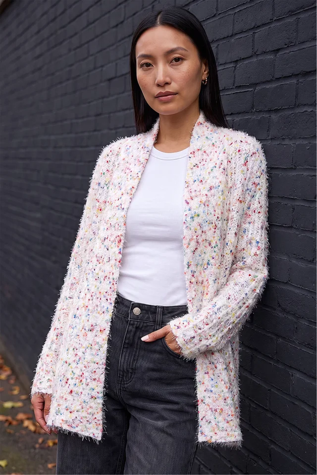 Roman Ivory Nep Long Line Cardigan