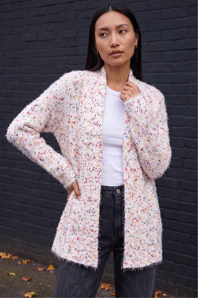 Roman Ivory Nep Long Line Cardigan
