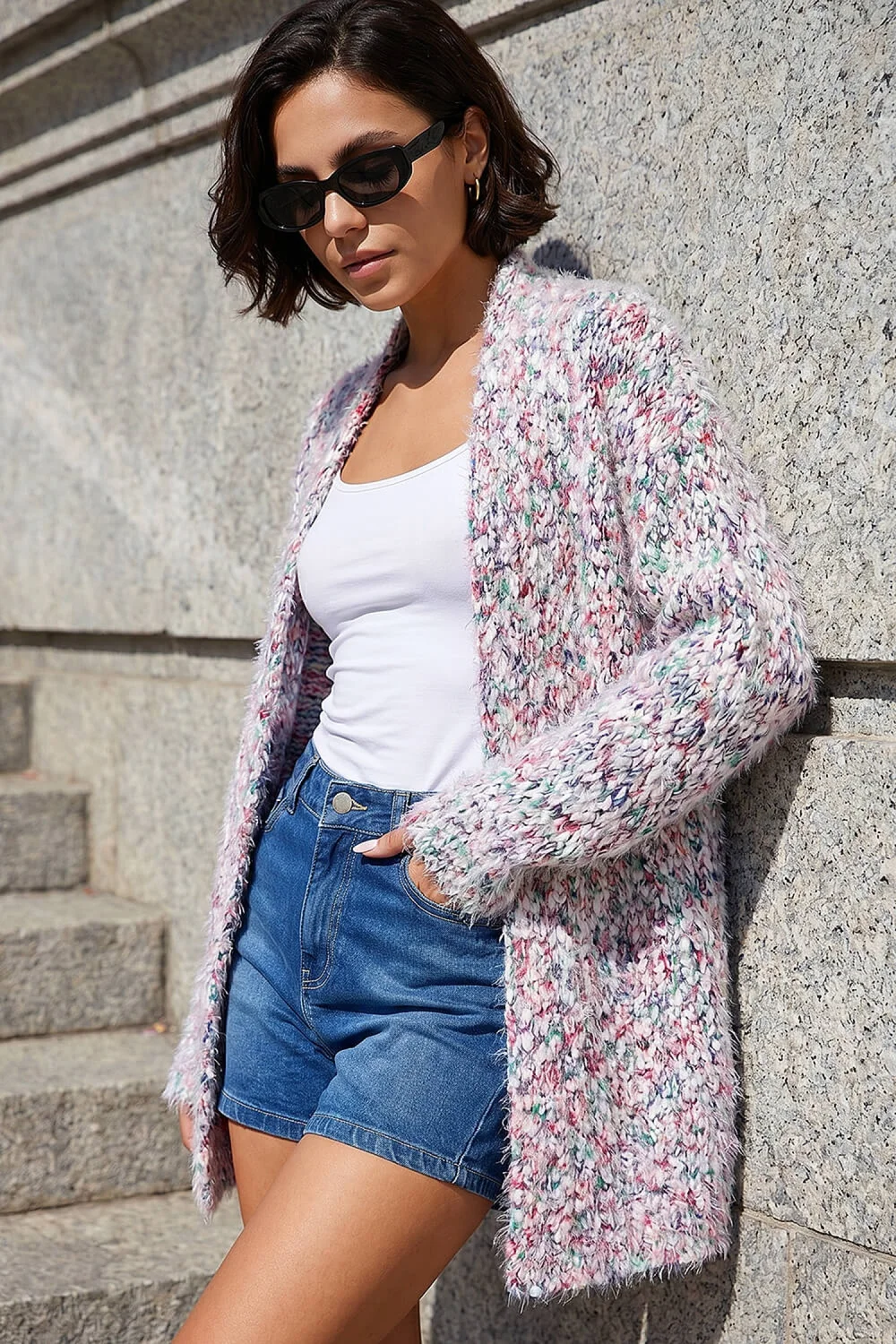 Roman Rose Fluffy Nep Long Cardigan - 12 Image 1