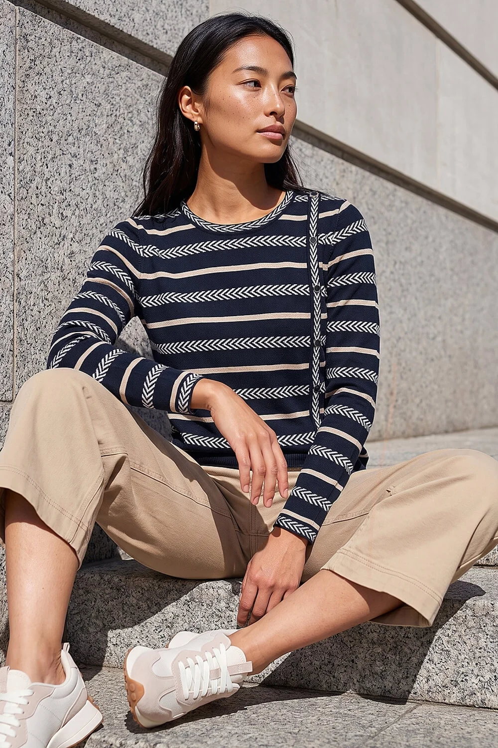 Roman Navy Petite Stripe Knit Jumper - 12 Image 2