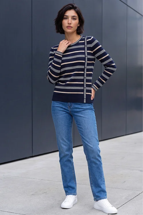 Roman Navy Petite Stripe Knit Jumper - 12 Image 3