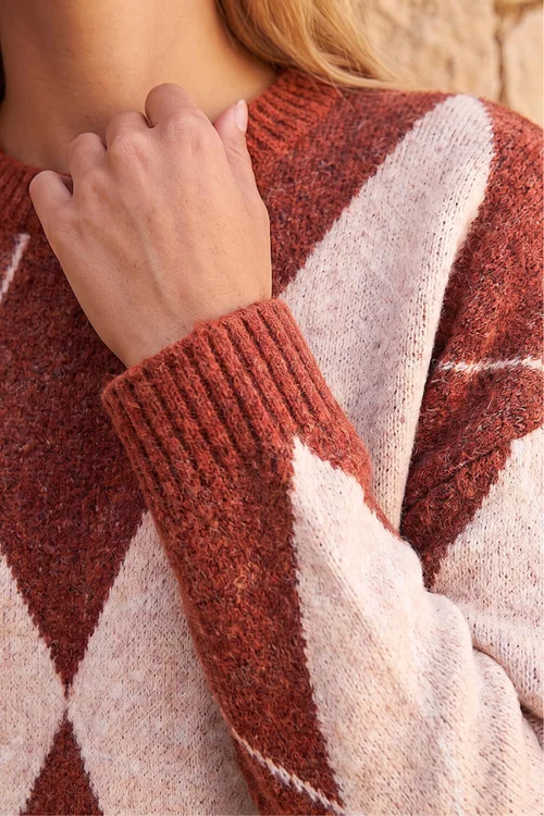 Roman Rust Argyle Knit Jumper - 14 Image 4
