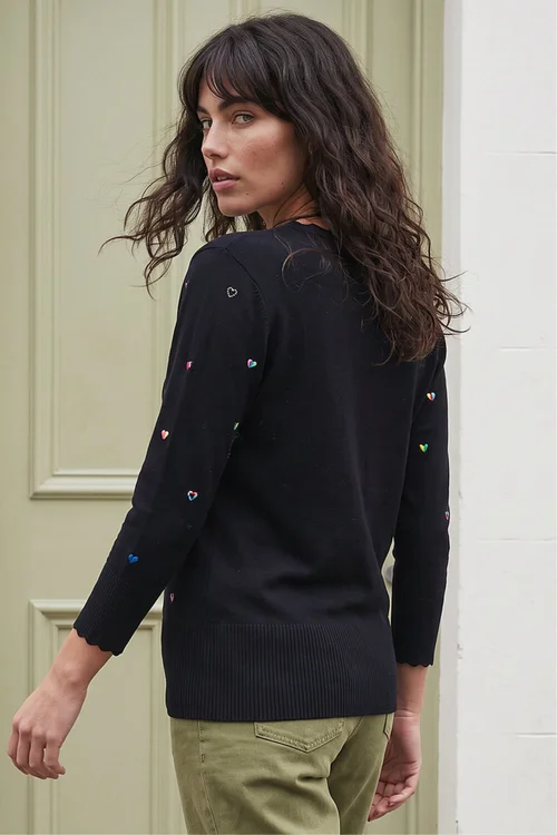 Roman Black Heart Embroidered Knit Jumper - 16 Image 2