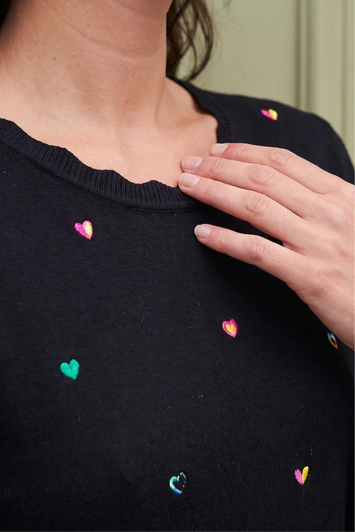 Roman Black Heart Embroidered Knit Jumper - 16 Image 4