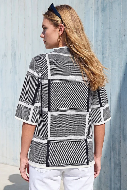 Roman Grey Check Short Sleeve Jumper - 12 Image 3