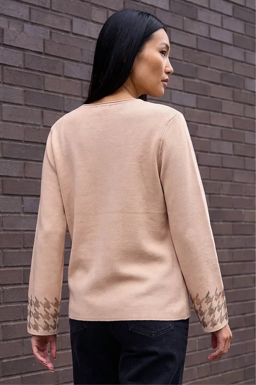 Roman Beige Hotfix Sparkle Sleeve Knit Jumper - 12 Image 3