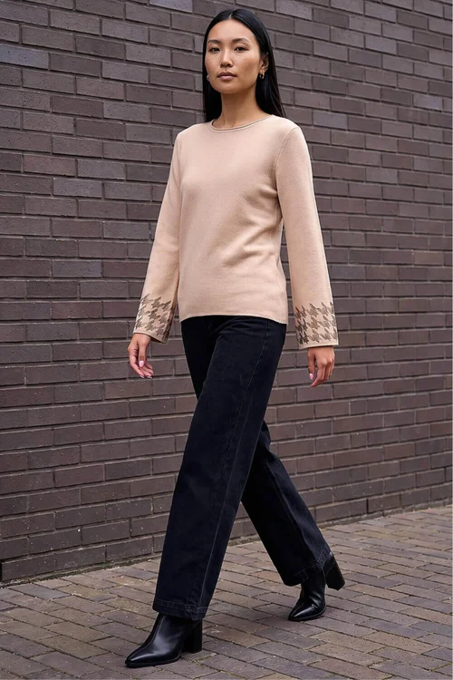 Roman Beige Hotfix Sparkle Sleeve Knit Jumper - 12 Image 2