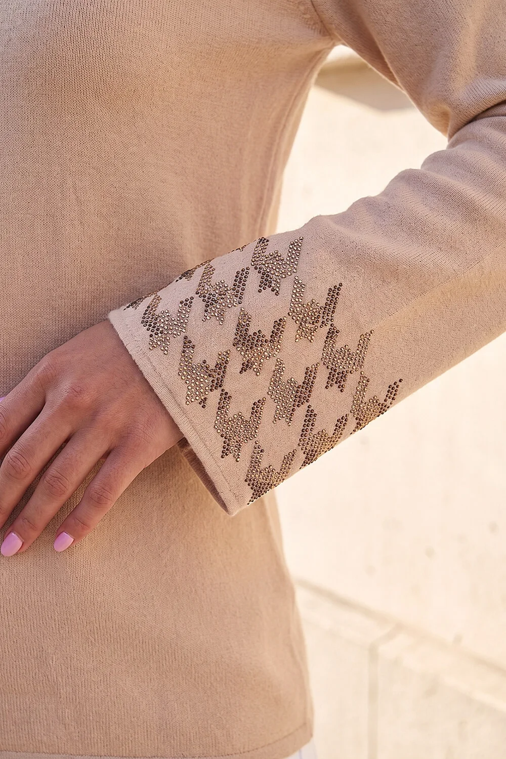 Roman Beige Hotfix Sleeve Knit Jumper - 12 Image 4