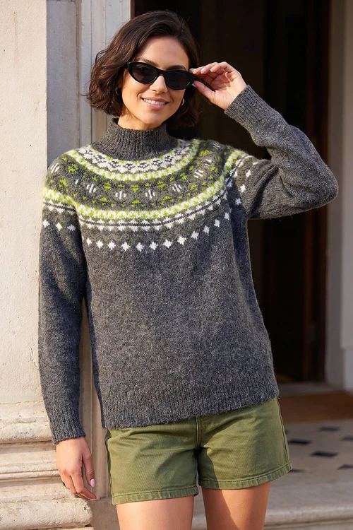 Roman Dark Grey Fairisle Knit Jumper - 10 Image 1