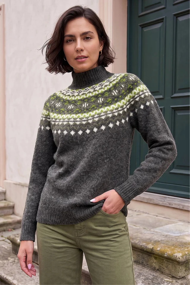 Roman Dark Grey Fairisle Knit Jumper