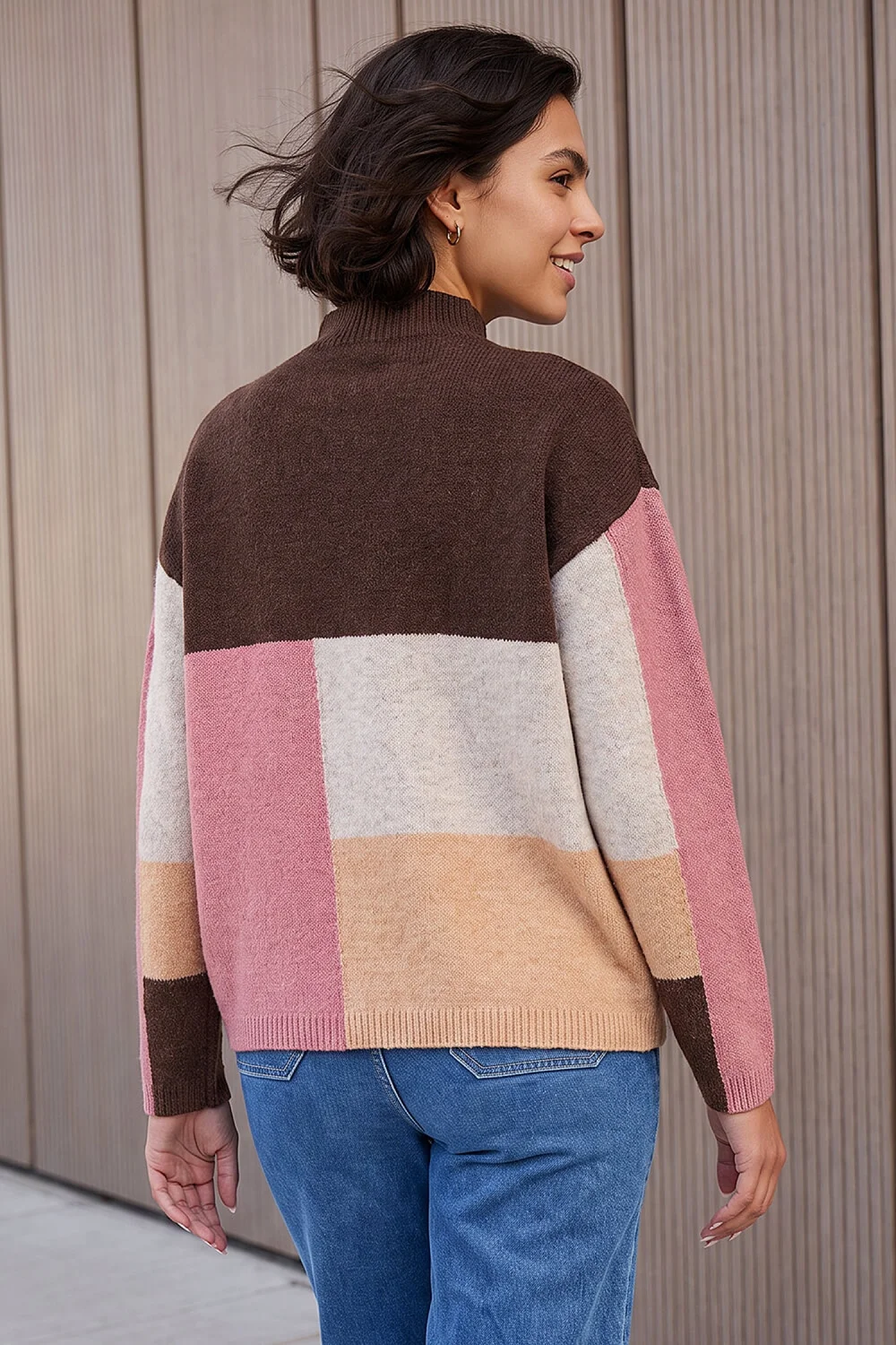Roman Chocolate Colour Block Marl Knit Jumper - 10 Image 2