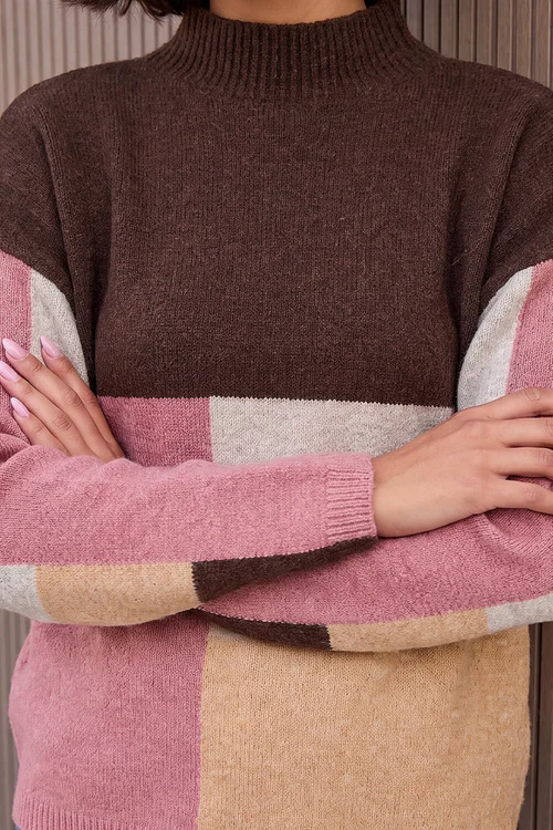 Roman Chocolate Colour Block Marl Knit Jumper - 10 Image 4