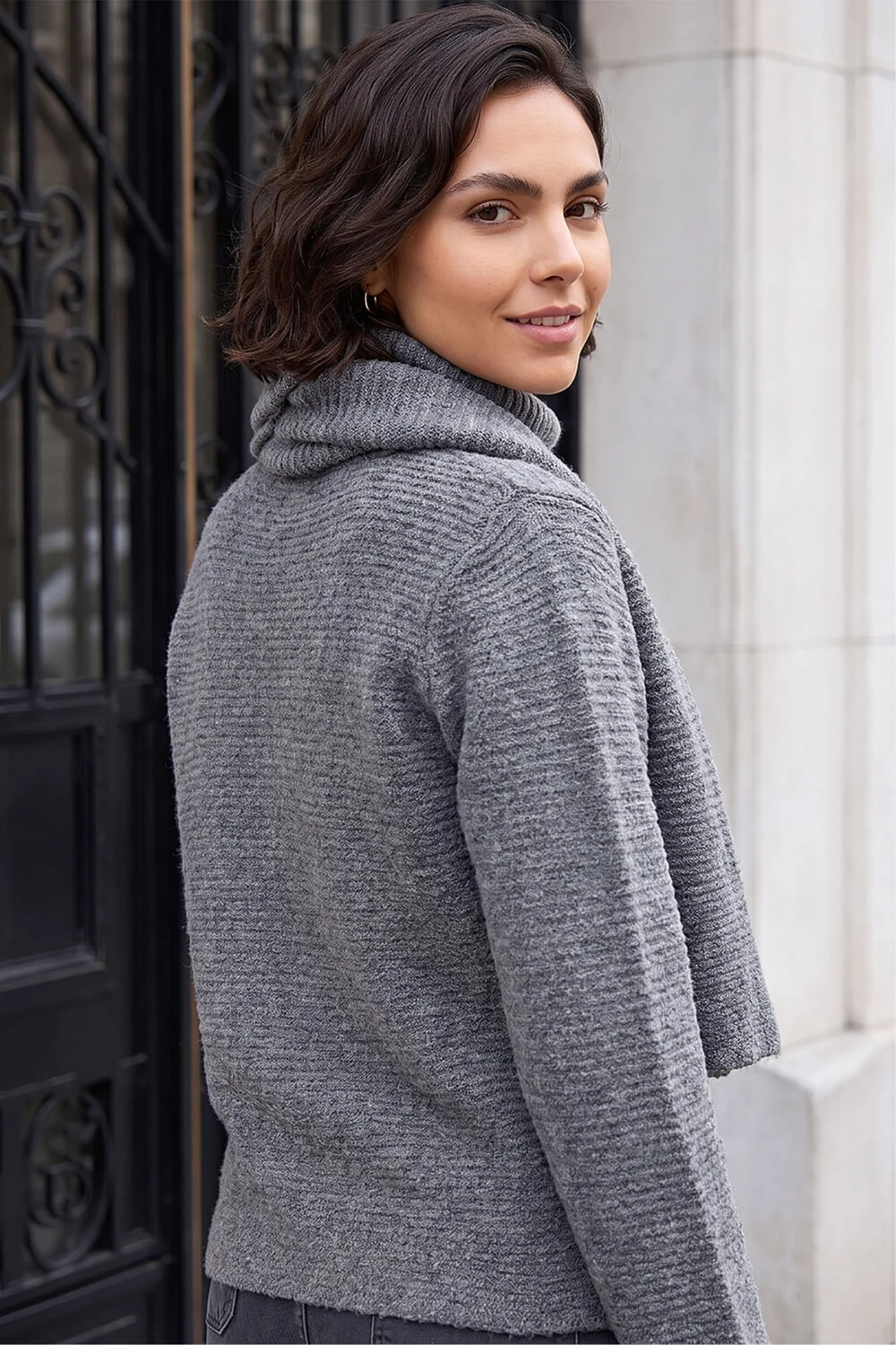 Roman Grey Colour Block Scarf Jumper - 12 Image 3