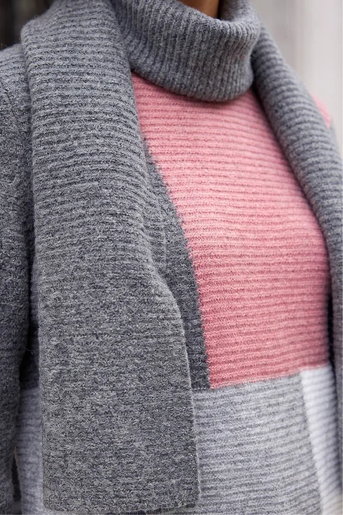 Roman Grey Colour Block Scarf Jumper - 12 Image 4