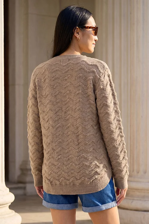 Roman Taupe Shimmer Curved Hem Jumper - 20 Image 2