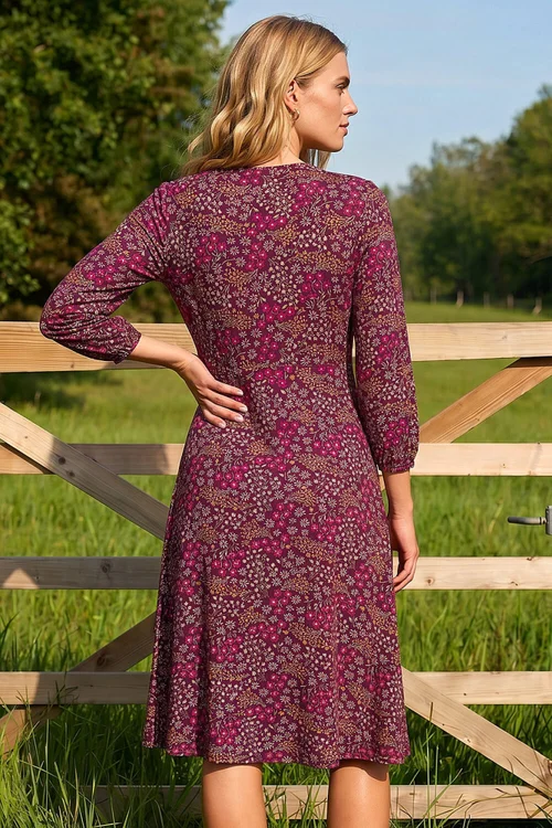 Roman Wine Square Neck Ditsy Dress - 16 Image 3