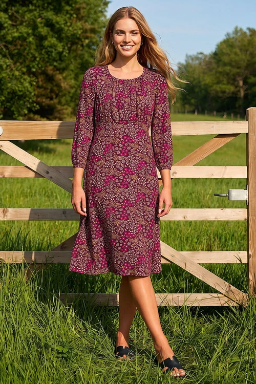 Roman Wine Square Neck Ditsy Dress - 16 Image 2